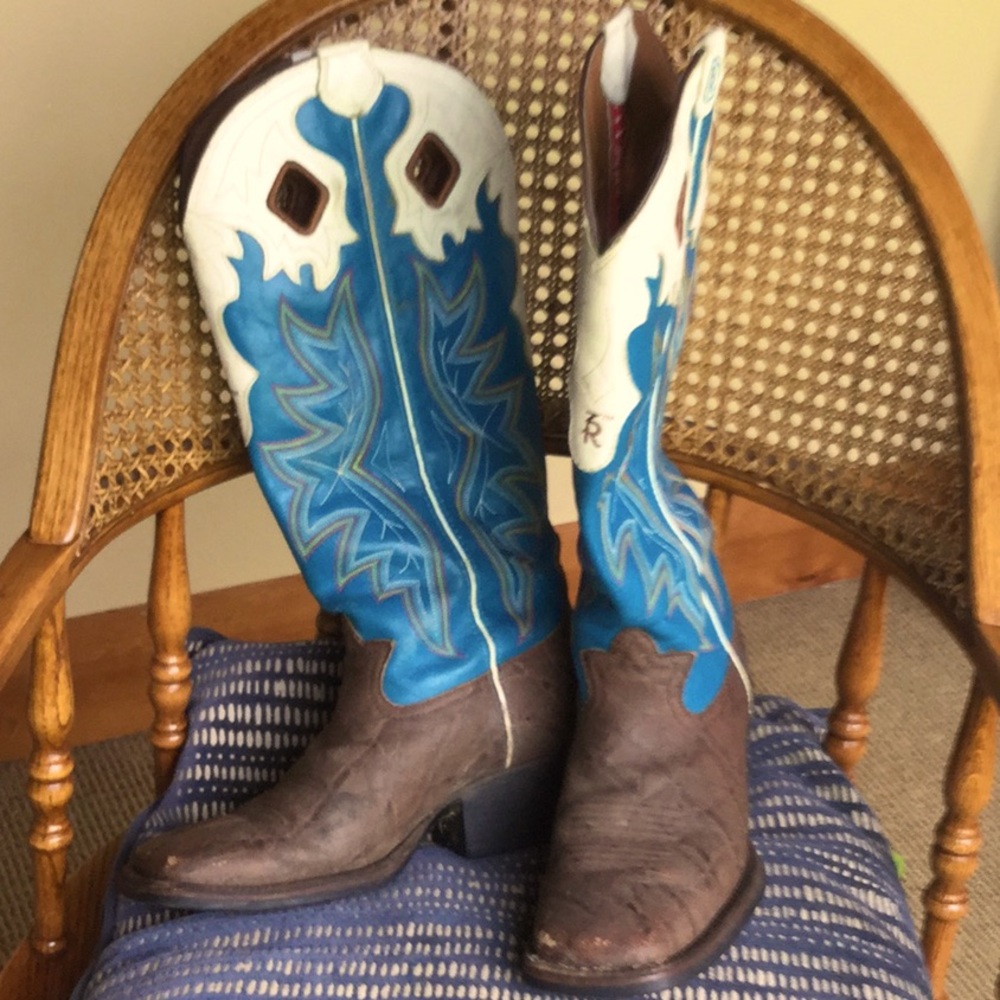 Tony lama buckaroo cowboy rodeo boots western ranch equestrian cowgirl roper